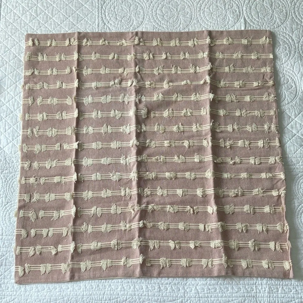 Anthropologie Mareika Textured Euro Sham Pillow Cover Blush Pink Cream N…